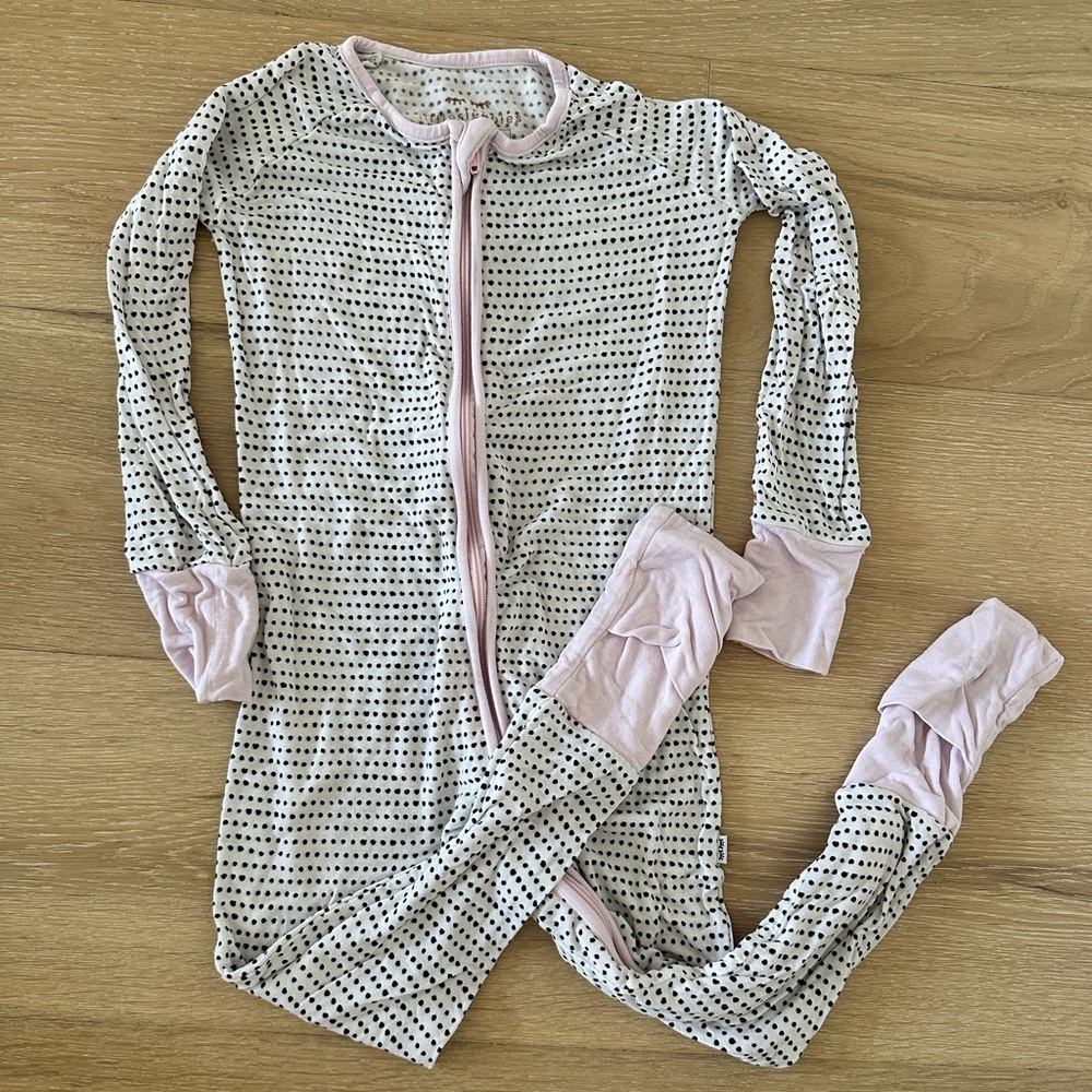 Little Sleepies zippy, 18-24m, pink polka dots